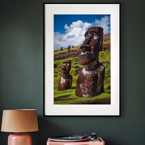 Moai Statues - Easter Island, Travel poster, Chile Wall Art , New House Gift, Living Room Decor, Printable Art, Digital Download