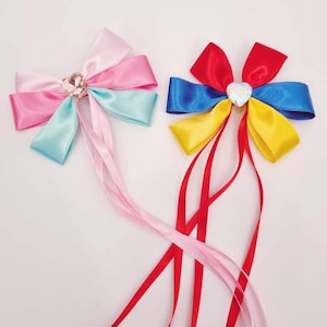 Épingle à cheveux blanche comme neige avec longue queue, ruban, barrette à cheveux, noeud, ruban pour fille [with Pinkluvme]