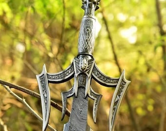 Real Medieval Viking Damascus steel Handmade sword with Leather, Vikings sword, Monogram sword, Templers holy sword, Christmas gift for him