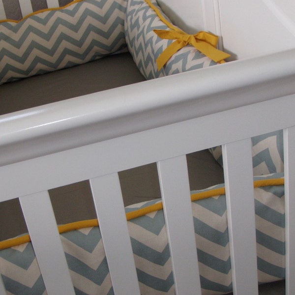 Chevron Custom Crib Bumper- Boy or Girl- YOU PICK DETAILS