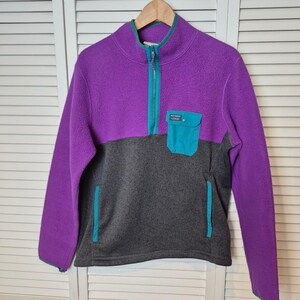 Vtg L.L.Bean M Mountain Classic Fleece 90s Colorblock 1/4 Zip Pullover Sherpa