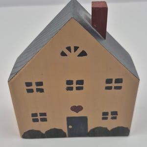 Primitive Wooden House Decor Shelf Sitter Farmhouse Folk Art Mini Accent 4&quot;