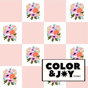 Modernes Floral Pink Checker Nahtlose Muster Download Digitale Spaß Papiere Vinyl Stoff Oberflächendesign Muster