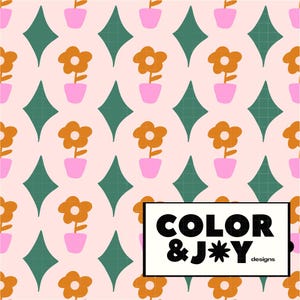 Spaß-moderne Blumenrosa, Orange, und Grün nahtlose Muster Download digitale Papiere Vinyl Stoff Oberflächendesign-Muster
