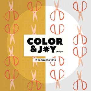 Moderne rote Schere auf gelben und weißen Hintergründen Nahtlose Muster Download Digitale Papiere Vinyl Stoff Oberflächendesign Muster