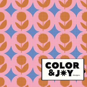 Moderne floral rosa, orange und blau mutige Blume Nahtlose Muster Download Digitale Papiere Vinyl Stoff Oberflächendesign Muster