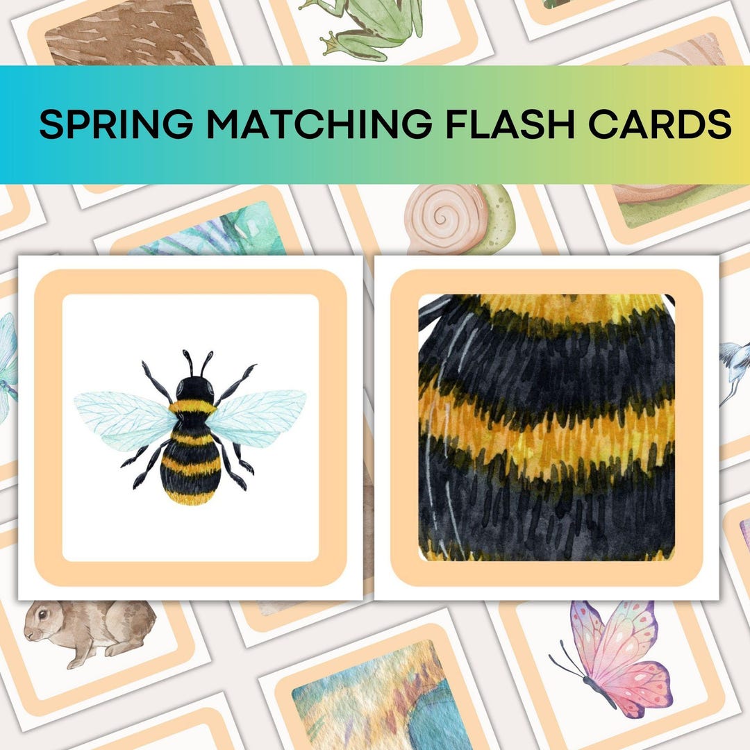 Spring Matching Flash Cards, Printable Spring Game, Easter Kids ...