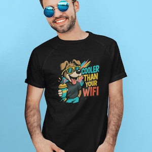 Cooler Than Your WiFi T-Shirt  Funny Summer Dog Tee, Chill Graphic Shirt for Him, Retro Meme Streetwear, Trendy Unisex Gift Idea