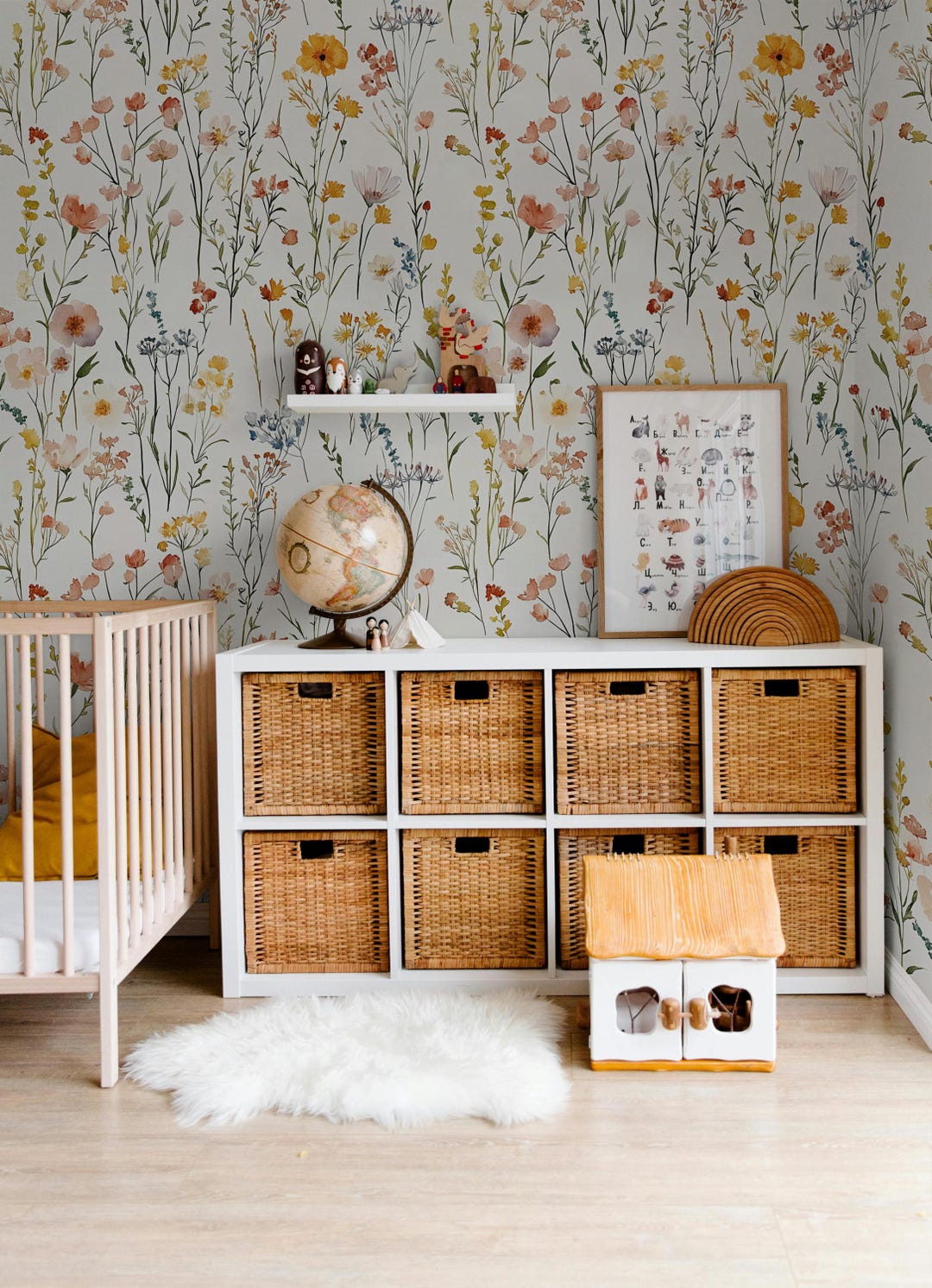 Wildflower Nursery Wallpaper: Removable Peel and Stick Floral Wall ...