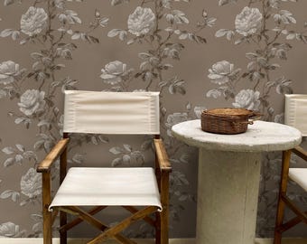Vintage Rose Wallpaper: Sepia Floral Wall Mural