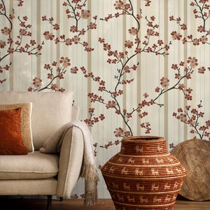 Cherry Blossom Wallpaper: Elegant Japanese Sakura Floral, Peel and Stick