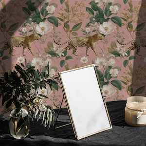 Pink Leopard Jungle Wallpaper: Tropical Floral Wall Mural