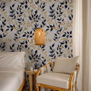 Carta da parati floreale blu navy e oro, carta da parati floreale blu navy e oro di lusso, carta da parati floreale blu navy moderna, accenti in foglia d'oro