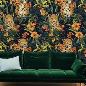 Tropical Leopard Peel and Stick Wallpaper: Exotic Jungle Mural