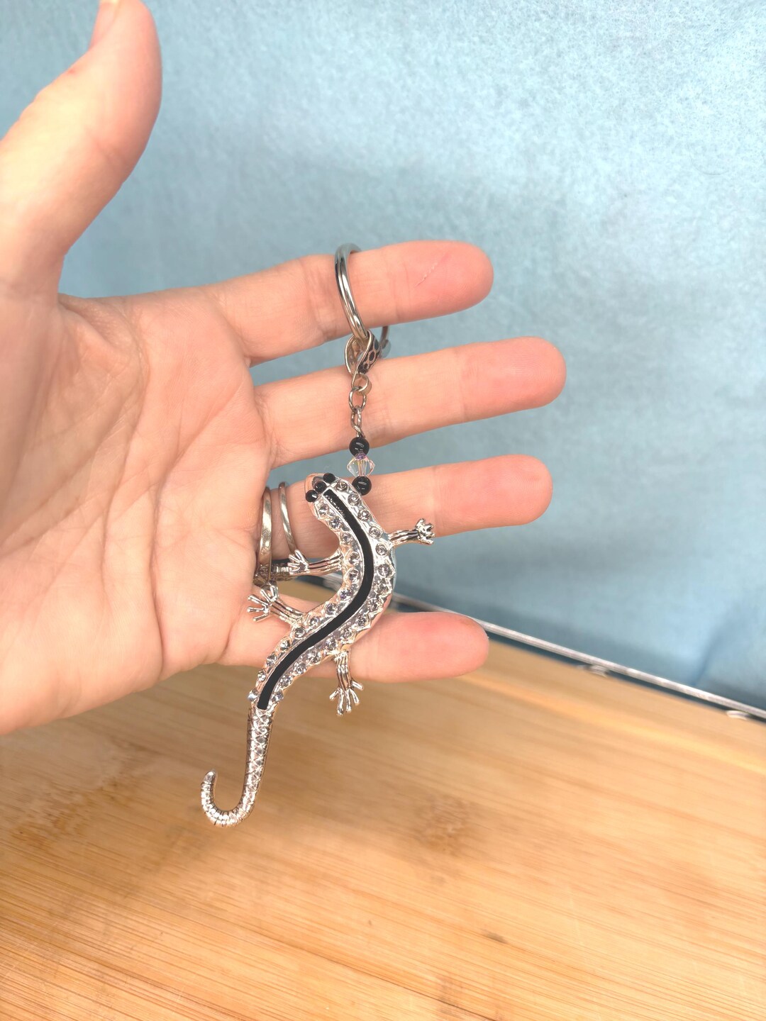 Rhinestone Gecko Keychain, Silver Lizard Bag Charm With Swarovski ...