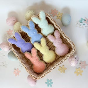 Easter Bunny Felt Cookies Set – Handmade Pretend Play Food, Felt Decor