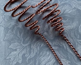 2 Antenas de cobre hechas a mano para electrocultivo: Herramienta de jardinería en espiral de Fibonacci