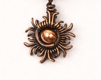 Copper Torus Sun Pendant – Solar Spiral Sacred Geometry Necklace