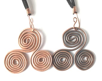 Handmade Copper Triskelion Pendant: Sacred Geometry Energy Tool