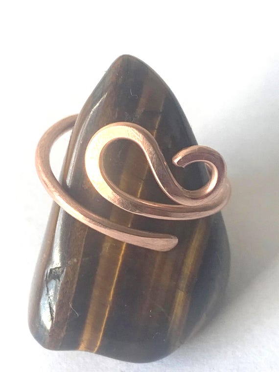 Adjustable Copper Ring – Handmade Hammered Wrap Band – Energy Healing Jewellery