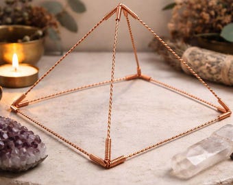 Copper Sacred Geometry Pyramid  Handmade Energy & EMF Harmonising Pyramid Crystal Grid Meditation Decor