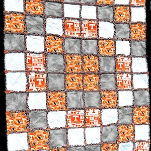 Handmade Tennessee Vols Lap Quilt – Orange & White, Sports Quilt, Cozy Game Day Throw