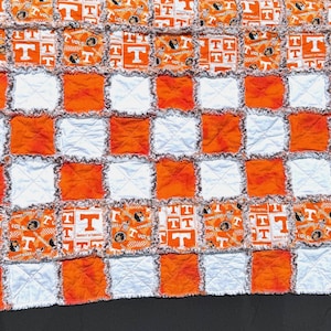 Handmade Tennessee Vols Baby Rag Quilt: Football Fan Shower Gift