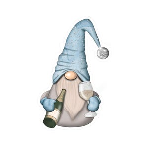 Vinyl Decal Gnome Birthday with wine Character Sticker