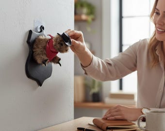 Hamster Cowboy Wall Mount: Resin Bandit Plaque Western Decor
