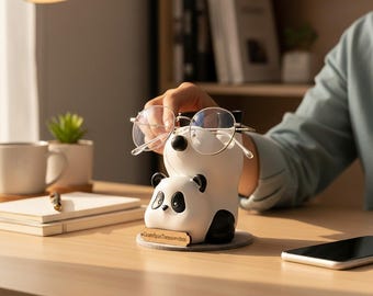 Panda brilhouder standaard – schattige dieren lenzenvloeistof organizer voor bureau en kantoor decor cadeau collega