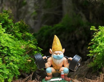 Gewichtheber Wichtel Statue - Lustiger Gartenzwerg aus Resin