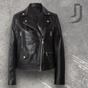 Handmade Lambskin Leather Biker Jacket: Slim Fit, Custom Made