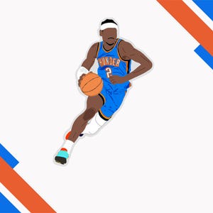 Shai Gilgeous-Alexander Sticker | OKC thunder Basketball Art | NBA star Vinyl Sticker | Waterproof Laptop Sticker | SGA Fan Gift