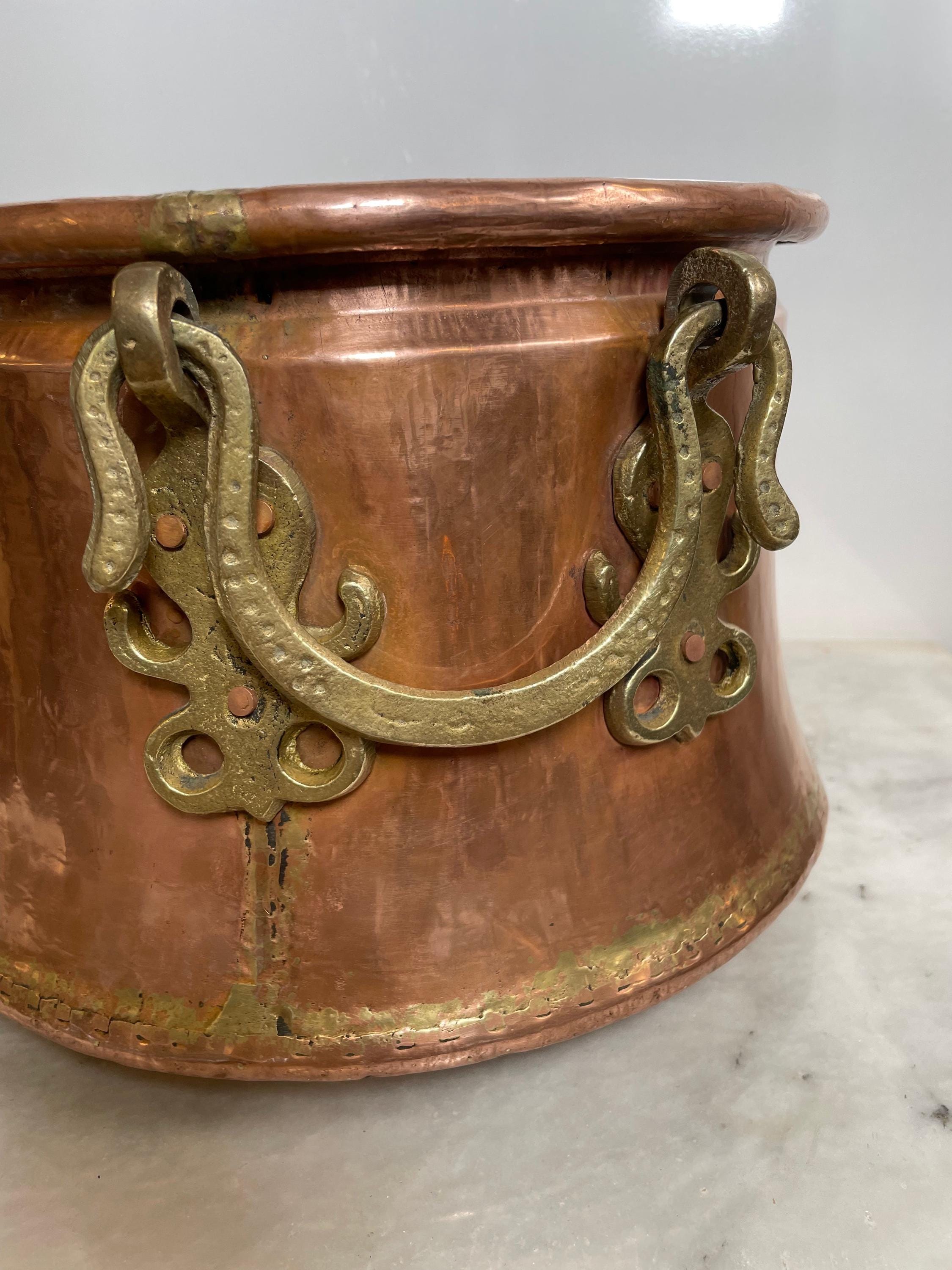 Hand Hammered Copper Cauldron With Brass Handles - Etsy