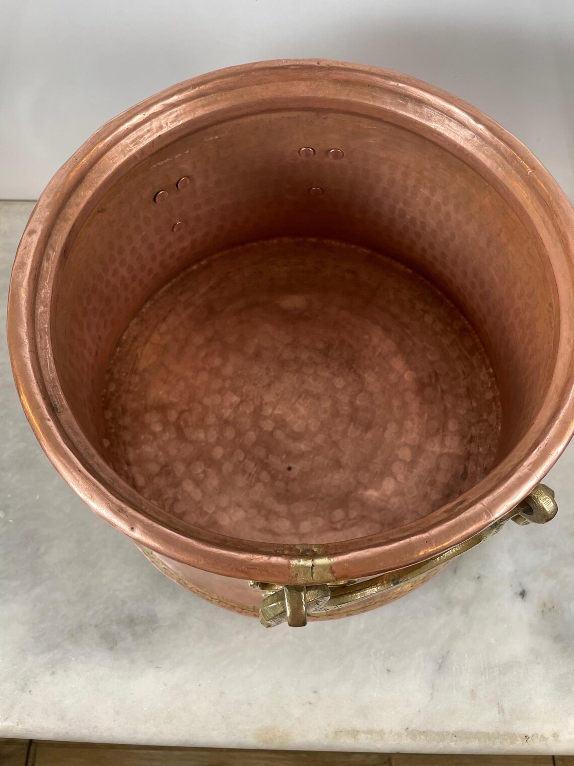 Hand Hammered Copper Cauldron With Brass Handles - Etsy