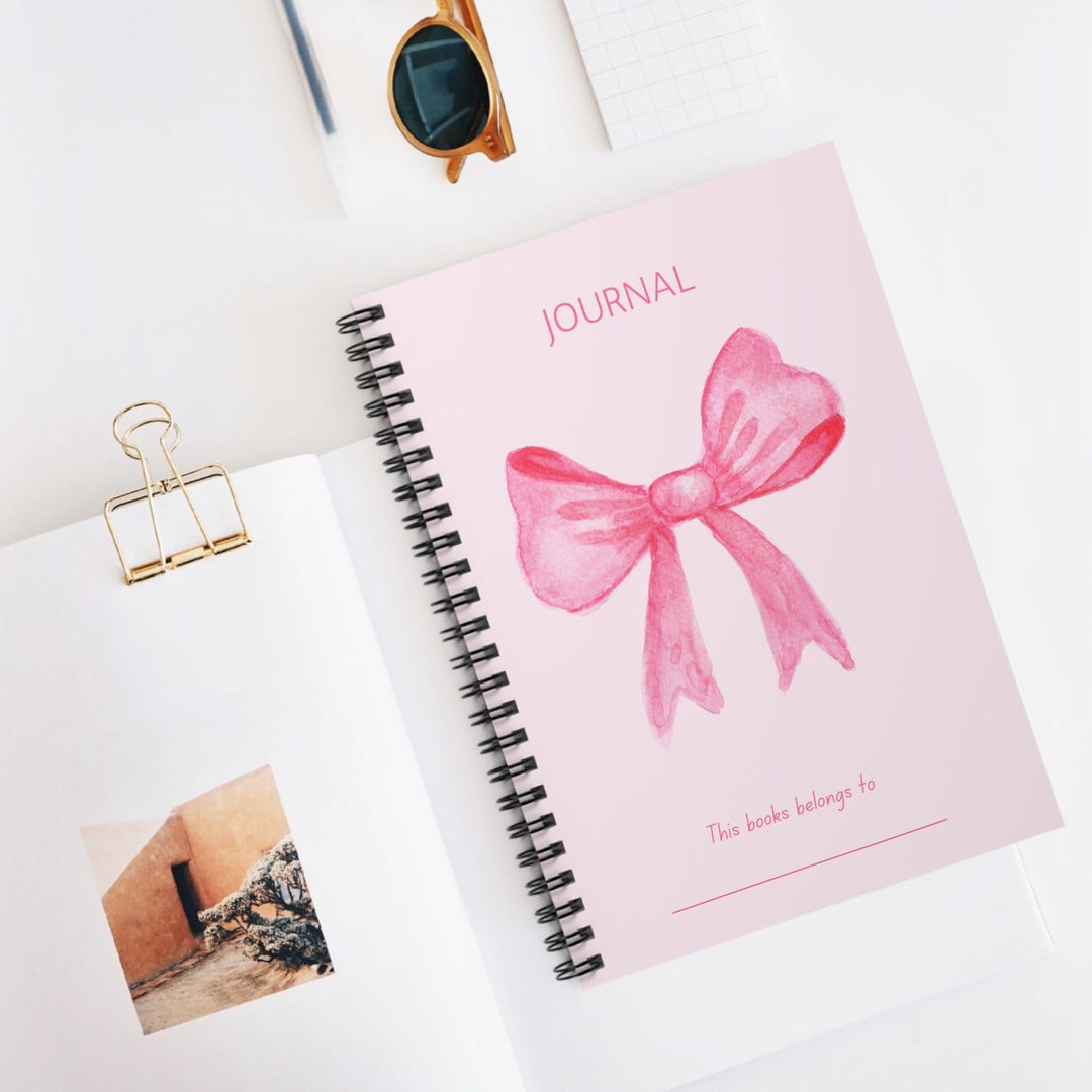 Charming Spiral Notebook With Pink Bow Design, Cute Journal for Notes ...