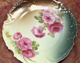 Antique 1890-1910 Z S & Co Bavaria Porcelain LUNCHEON PLATE Rose “Marseilles” Collectible China