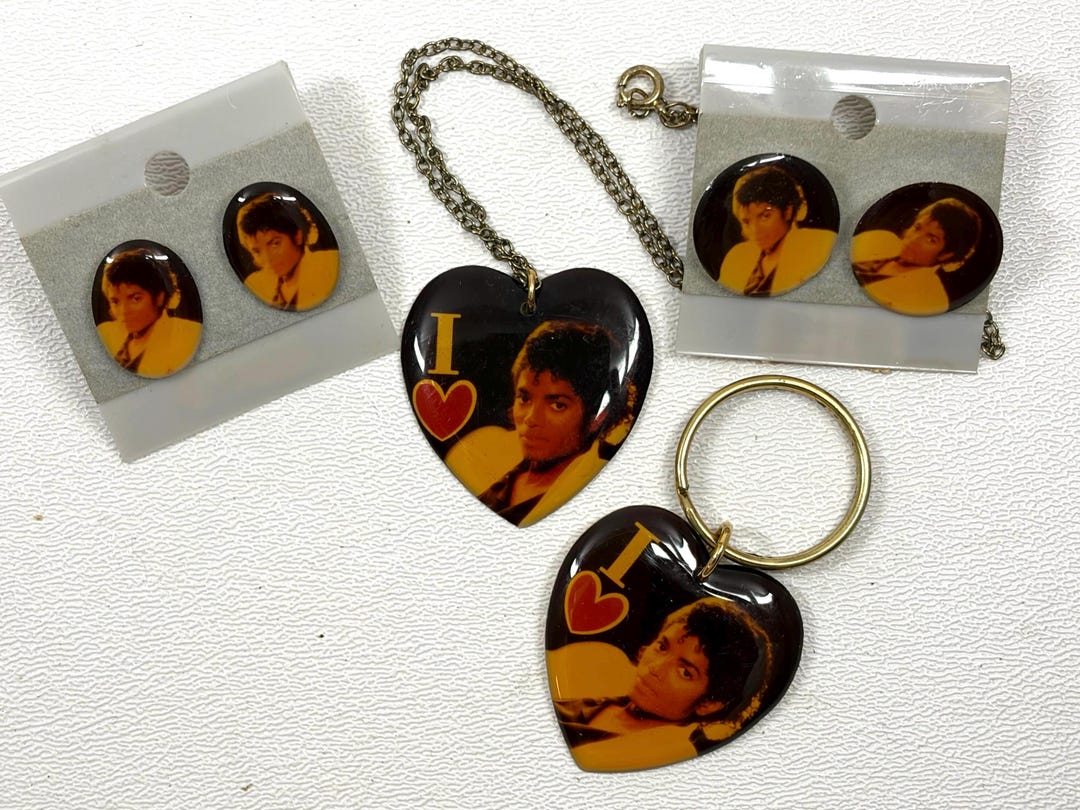 Vintage MICHAEL JACKSON Deadstock Jewelry Set—earrings, Necklace