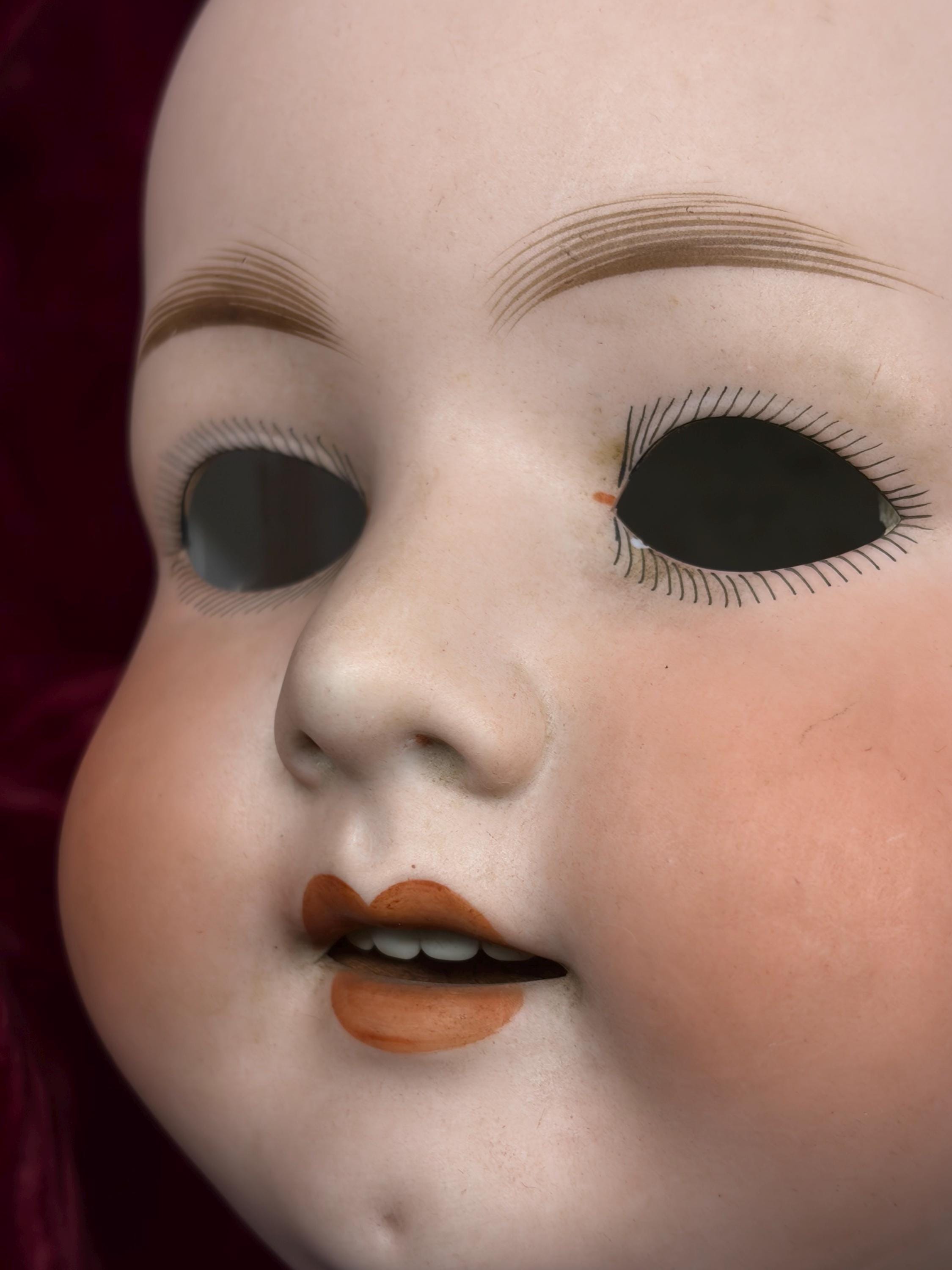 Heubach Köppelsdorf Poupée Bouche ouverte Tête Porcelaine Taille 59cm