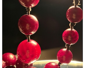 Antique 1920s Ottoman Dark Cherry Amber 101g 55 FATURAN Prayer Beads Phenolic Resin Bakelite RARE HONEYCOMB pattern Tasbih