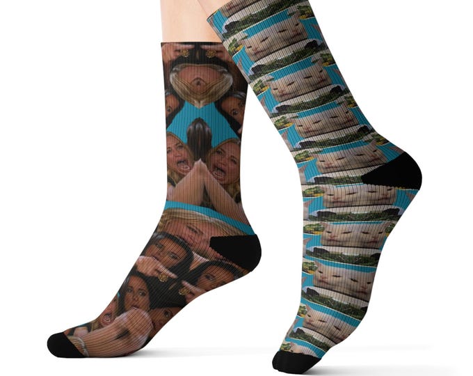 Yelling woman and cat socks