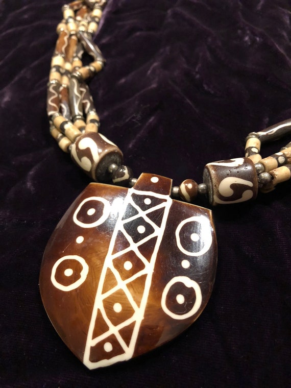 vintage tribal-style Tibetan multi-strand necklace