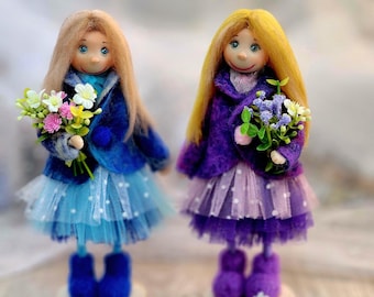 Muñeca de pareja de arcilla polimérica hecha a mano: regalo de decoración para el hogar (22 cm)