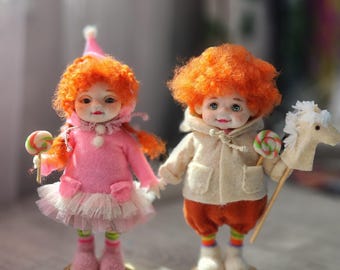 Muñeca de pareja de arcilla polimérica hecha a mano: un regalo original para la decoración del hogar.