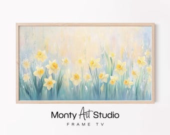 Spring Daffodils | Soft Pastel Floral Painting | Elegant Garden Art for Samsung Frame TV | Yellow Flowers Home Decor 2034