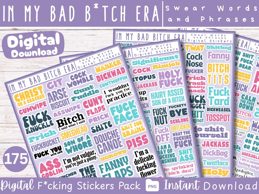 In My Bad Bitch Era Digital Stickers Pack | Swear Words & Phrases | for ...