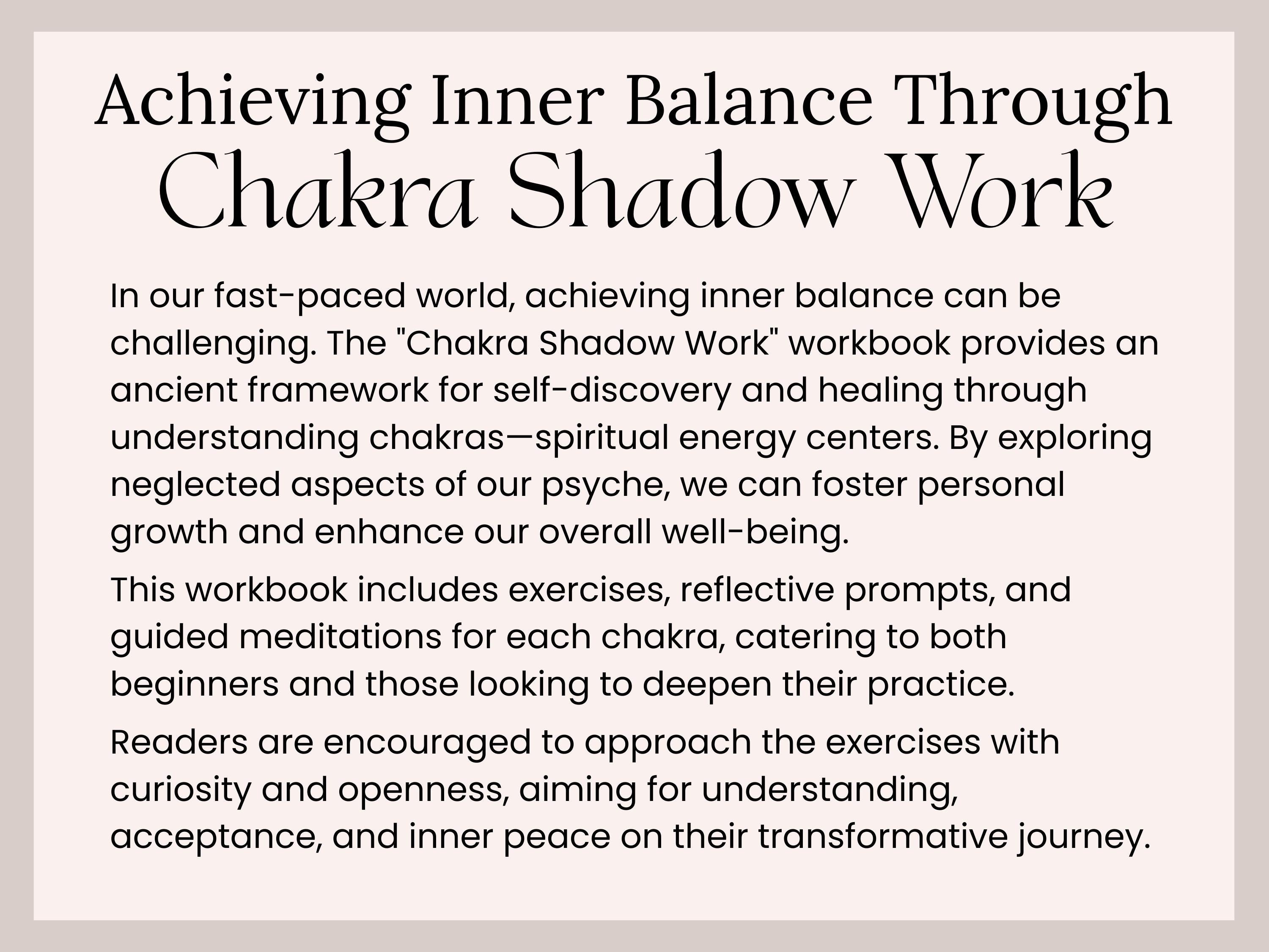 Chakra Shadow Chakra Shadow Work Workbook: Mental Health Journal (digital Download ...