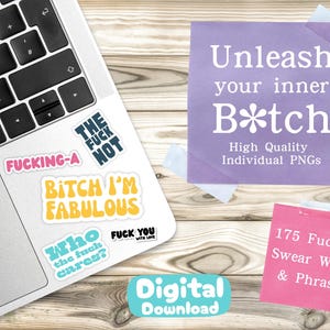 In My Bad Bitch Era Digital Stickers Pack | Swear Words & Phrases | for Planners, Journals, Laptop, Scrapbooking | Swear Word sticker PNGs image 2
