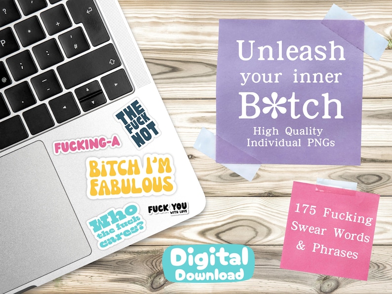 In My Bad Bitch Era Digital Stickers Pack | Swear Words & Phrases | for Planners, Journals, Laptop, Scrapbooking | Swear Word sticker PNGs image 2