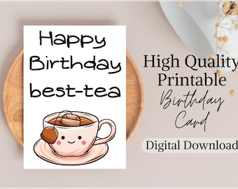 Printable Birthday Card for Best Friend I Blank Foldable Card I Instant Download PDF I Digital Download I Print at Home Card I Bestie Card